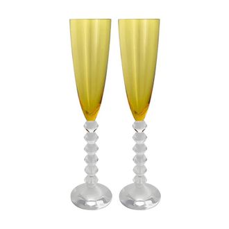 Baccarat Vega Flutissimo Topaz Flute Champagne Glass 2811803 - Set of 2