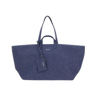A.P.C. Tote Bags, female, Blue, Size: ONE SIZE Le Drummer Toile Tote