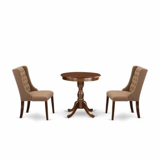 East West Furniture ESFO3-MAH-47 - 3-Pc Dining Room Set - 2 Dining Padded Chairs and 1 Kitchen Table (Mahogany Finish)