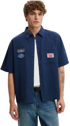 Cotton On Mens Darcy Short Sleeve Shirt in Indigo at Nordstrom, Size Xx-Large