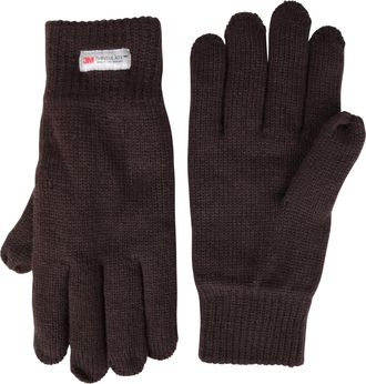 Mountain Warehouse Thinsulate Mens Knitted Gloves - Knitted Effect Ski Gloves, Double Lined - For Skiing, Snowboadring & Outdoors Dark Brown (Plain) One Size
