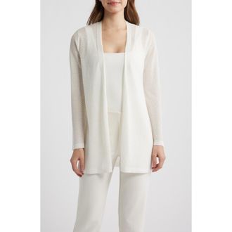 Anne Klein Texture Stitch Sheer Long Cardigan in White Dove at Nordstrom, Size X-Small