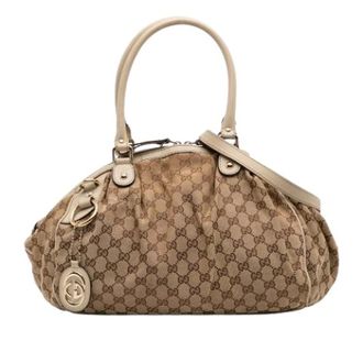Gucci Pre-owned Handbags, female, Brown, Size: ONE SIZE Pre-owned Canvas Handbag
