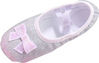 Generic Girls Ballet Shoes Toddler Performance Split Sole Ballet Slippers Canvas Professional Ballerina Dance Shoes (Silver, 10.5 Little Child)