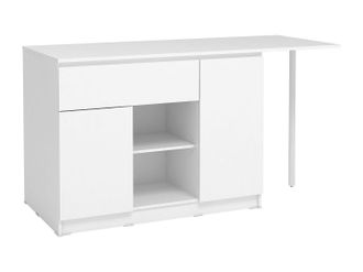 Vente-Unique Isla central de cocina con 2 puertas, 1 caj&oacute;n y 2 estantes - blanco - TUNORI