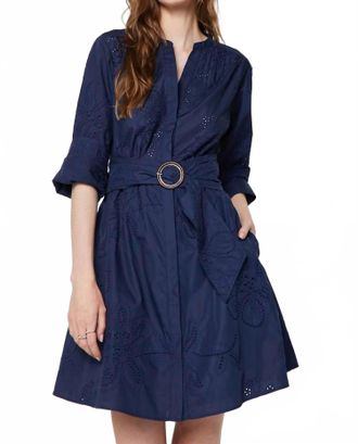 Current Air Annapolis Eyelet Shirt Dress In Navy