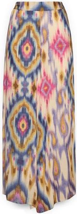 Elena Miro Geprinte Viscose Broek - Dames - Wijde Broeken - Paars - 2XL - Broeken