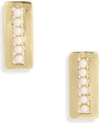 Karine Sultan Faux Pearl Rectangular Drop Earrings in Gold at Nordstrom Rack