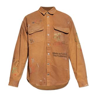 Dsquared2 Casual Shirts, male, Brown, Size: 2XL Shirt with appliqu&eacute;s