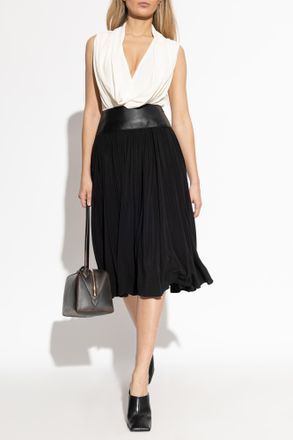 Alaia Skirt With Leather Belt, Womens, Black