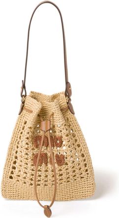 Miu Miu woven raffia mini bag - women - Calf Leather/Fabric - One Size - Neutrals