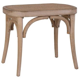 Wanderlust Deco Banqueta de madera con asiento de rat&aacute;n 55x37x47h cm