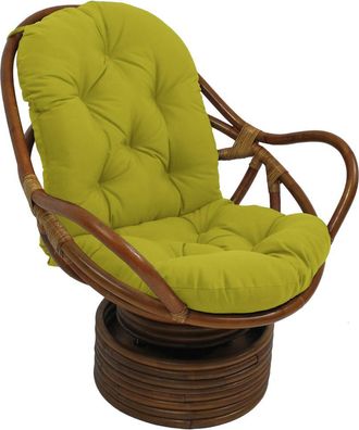 International Caravan Inc Rattan Swivel Rocker with Outdoor Fabric Cushion, Lime