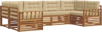 vidaXL Conjunto De Sof&aacute;s De Exterior 6 Uds. Natural Y Beige Vidaxl