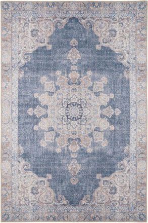 Kukoon Denim Blue Vintage Medallion Non Slip Washable Low Pile Rug | Size: 240 cm x 330 cm