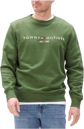 Tommy Hilfiger Logo Sweatshirt - Heren - Sweatshirts - Groen - 2XL - Katoen - Hoodies & sweatvesten