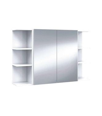 F.R.S. Frs - Conjunto Muebles Camerino Sulf 2 Puertas Espejo Y 2 Rinconeros Acabado Blanco Brillo