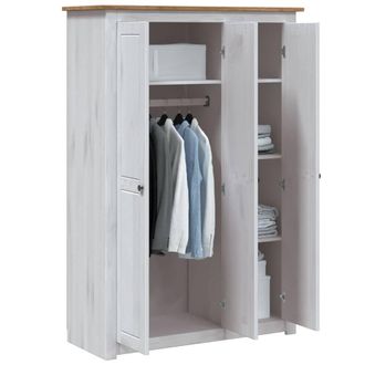 Berkfield Home Stylish 3-Door Wardrobe White 118x50x171.5 cm Pine Panama Range