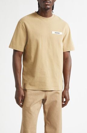 Jacquemus Le T-Shirt Gros Grain Cotton T-Shirt in Dark Beige at Nordstrom, Size Xx-Large
