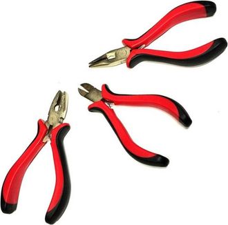 Trade Shop Trade Shop - Set 3 Piezas Mini Alicates De Precisi&oacute;n 125 Mm Para Electr&oacute;nica Bricolaje