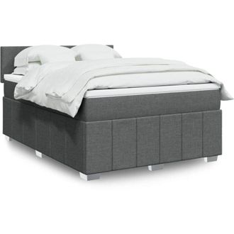 vidaXL Vidaxl - Cama Box Spring Con Colch&oacute;n Tela Gris Oscuro 160x200 Cm