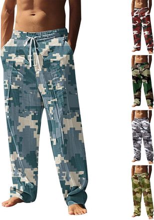 Generic Mens Camo Lounge Pants Mens Yoga Beach Pants 3D Camouflage Printed Pant Breathable Athletic Trousers Outdoor Sports Pant Lightweight Pajama Trousers S