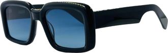 Kaleos Handgemaakte Rechthoekige Zonnebril Blauw Verloop - unisex - Zonnebrillen - Zwart - ONE Size - Accessoires