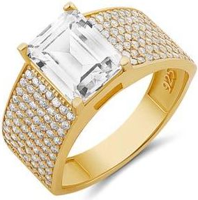SHYMI Wide Cubic Zirconia Pavé Band Ring in Gold at Nordstrom, Size 7