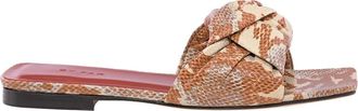 by FAR Ladies Almond Knotted Snake-print Slides, Brand Size 37 ( US Size 7 )