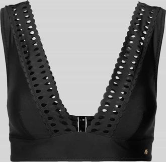 HUGO BOSS Bikini-Oberteil mit Wellensaum Modell EYELET in Black, Gr&ouml;&szlig;e XL