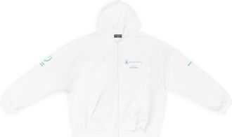 Balenciaga FW22 WFP Zip Up Hoodie White Blue 674719TMVL19086