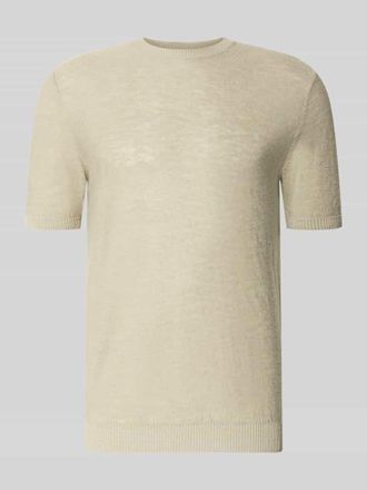 Antony Morato T-Shirt aus Leinen-Viskose-Mix mit Rundhalsausschnitt in Beige, Gr&ouml;&szlig;e XL