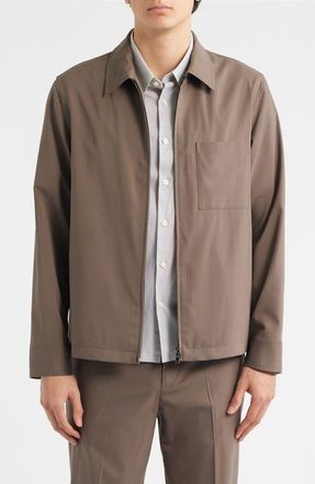 Theory Travel Motion Wool Blend Overshirt in Morel at Nordstrom, Size Xx-Large