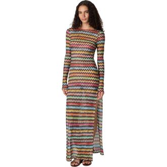 Missoni Long Cover-up Dress In Lam&eacute; Viscose With Micro Zigzag Pattern in Black & Multicoloured at Nordstrom, Size 44 It