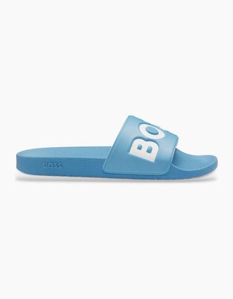 HUGO BOSS Mens Boss Black ARYEH SLIDERS TURQUOISE AQUA - Blue - Size: 10
