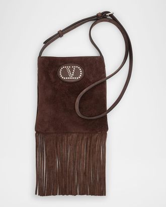 Valentino Garavani Nellcote Fringe Suede Crossbody Bag