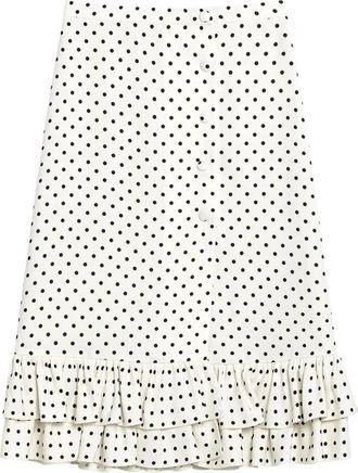 Valentino Garavani Tiered Ruffle Midi-rok van wolmix - Dames - Midirokken - Wit - XS - Wol - Rokken