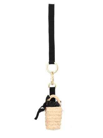 Patou Natural Raffia Bucket Charm - Beige