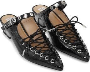 Ganni Eyelets Lace-Up Mule in Black at Nordstrom Rack, Size 10Us / 40Eu