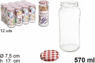 Trade Shop Trade Shop - Set 12 Pezzi Contenitore Barattolo In Vetro Con Coperchio Multiuso 570 Ml 105598