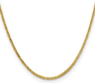 Diamond2Deal 14k Yellow Gold 2mm Byzantine Chain Necklace