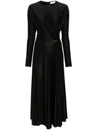 Paco Rabanne Black Long Dress With Ruching
