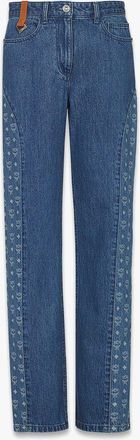 MCM Monogram Jeans in Denim Jacquard in Denim Blue at Nordstrom, Size 44