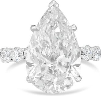 Diana M. Jewels Platinum 15ct lab grown Pear Diamond Pav&eacute; Band Ring