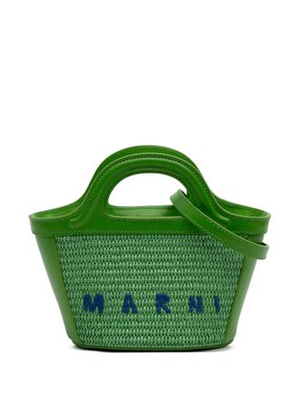 Marni 2015-2025 Micro Leather and Raffia Cotton Emroidered Tropicalia Bag satchel - women - Calf Leather/Cotton - One Size - Green