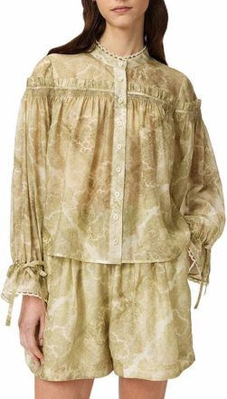 AllSaints Delphine Paisley Button-Up Shirt in Joanne Gold Green at Nordstrom, Size 10 Us