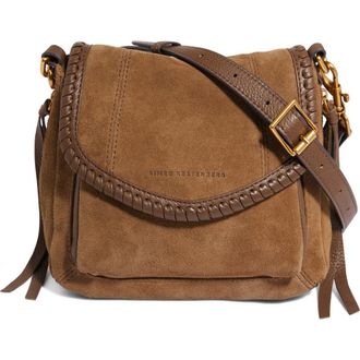 Aim&eacute;e All for Love Leather Mini Crossbody Bag in Coffee Suede at Nordstrom