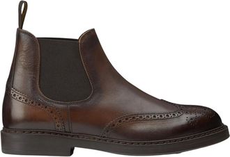 Doucal's Schoenen, Heren, Bruin, 41 1/2 EU, Leer, Leren Beatles Enkelboot