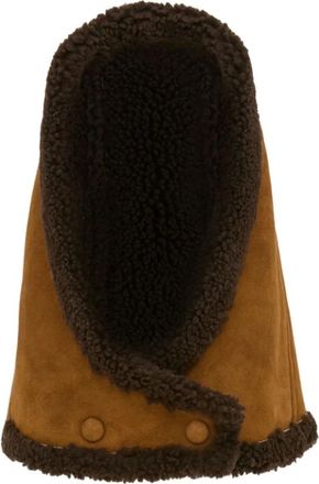 Yves Salomon Accessoires, Dames, Bruin, ONE Size, Leer, Stijlvolle Hoed voor Alle Gelegenheden