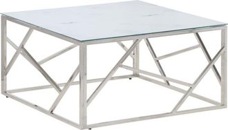 vidaXL Vidaxl - Mesa De Centro Plateada Acero Inoxidable Y Vidrio Templado